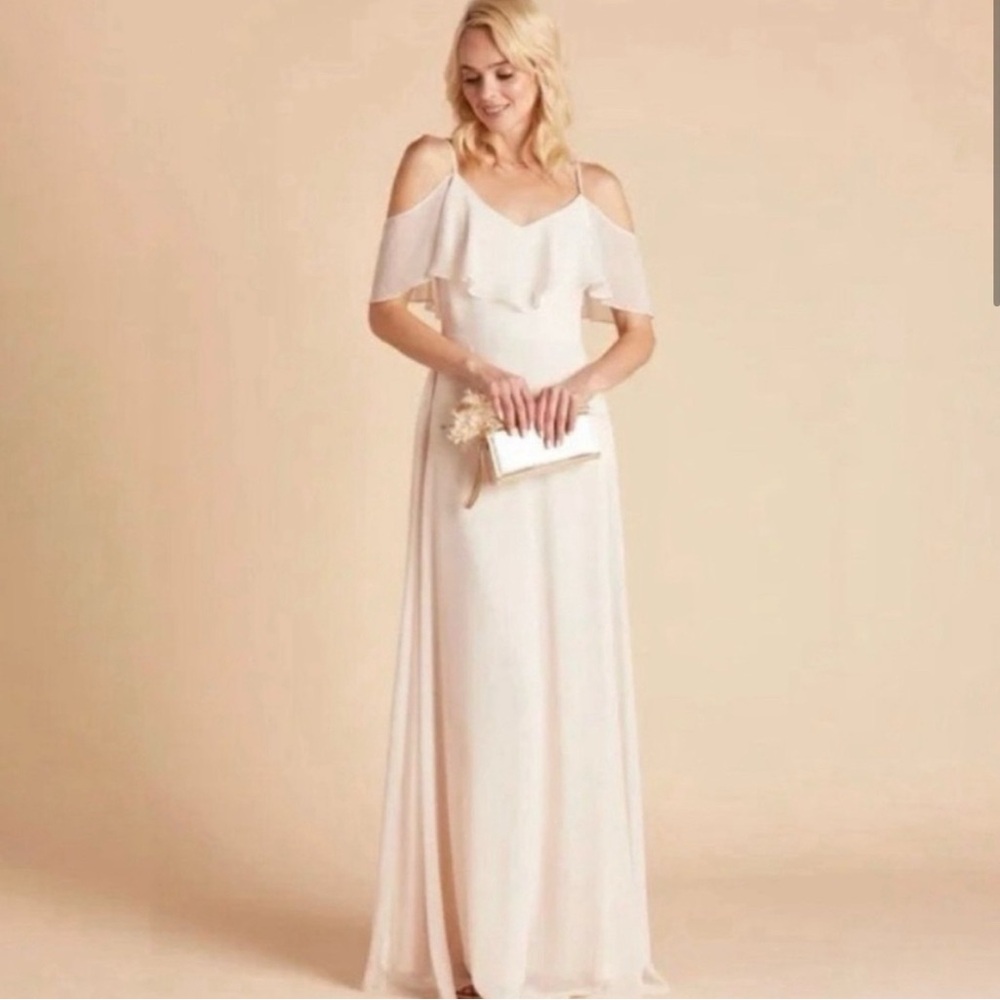 Birdy Grey JANE CONVERTIBLE DRESS CHIFFON CHAMPAGNE LARGE New NWT NO SLIT - Picture 1 of 5